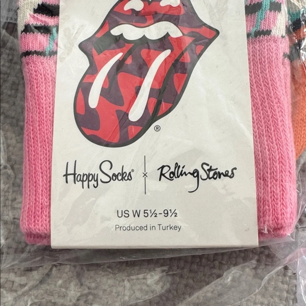 NWT $16 HAPPY SOCKS Rolling Stones Ruby Tuesday Mid-Calf Sock Gift Wmn 5.5-9.5 - Picture 5 of 5